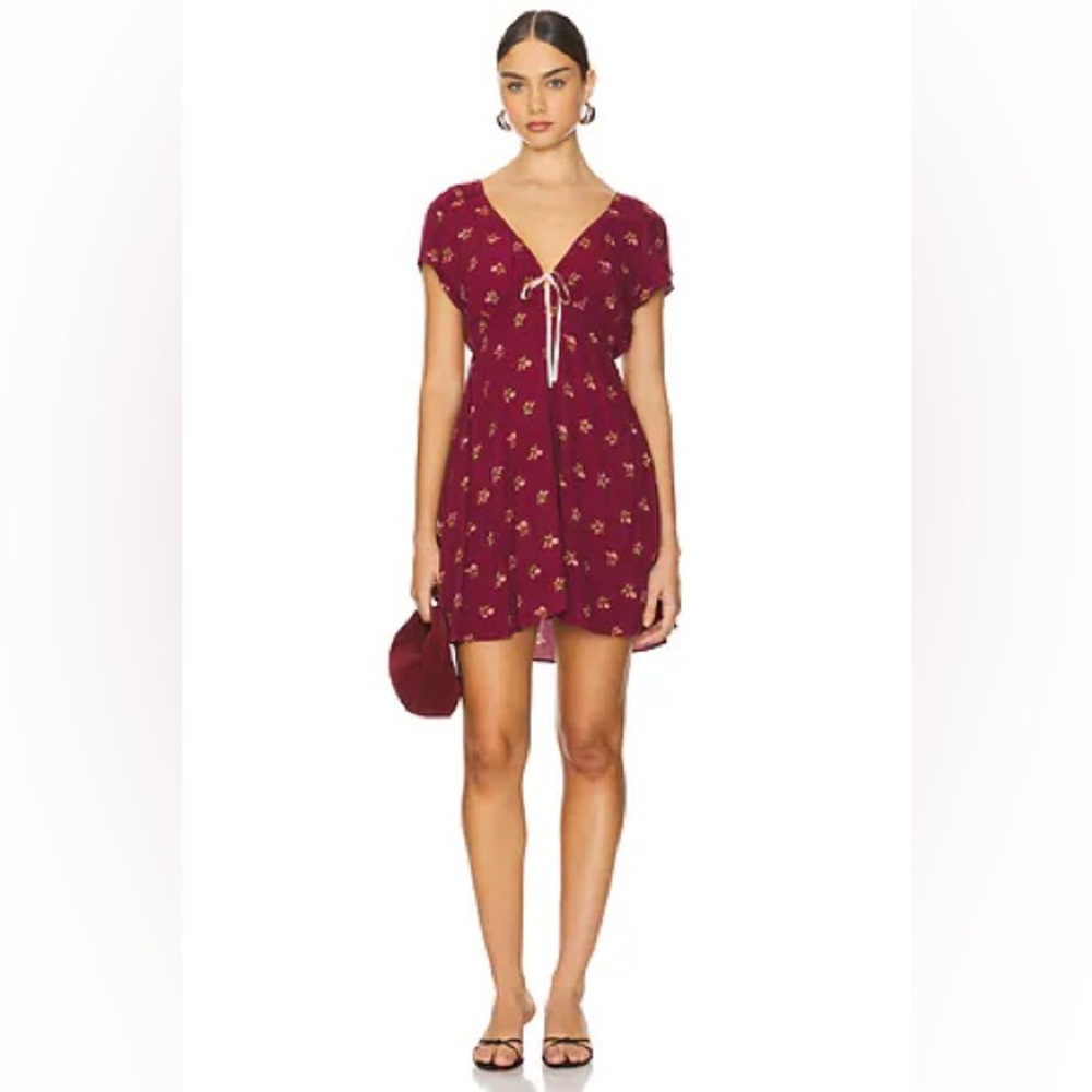 Free People Everyone's Favorite Mini Dress in Earth Red Combo